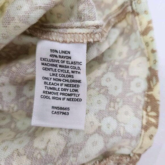 BP. Womens Size Small Linen Blend Puff Sleeve Smocked Back Crop Top - Picture 6 of 6